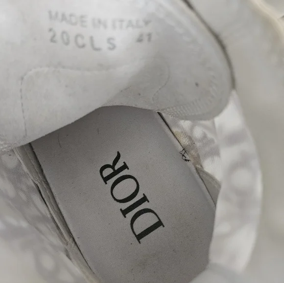 Dior Monogram High-Top Sneakers in Gray and White - Picture 9 of 10